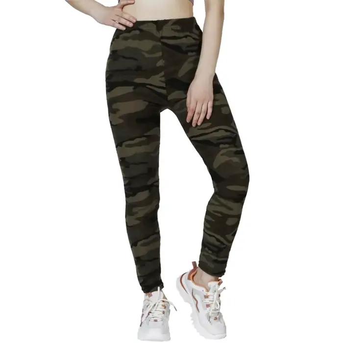 Leggings de Camouflage gris vert serré décontracté pour femmes, pantalon crayon à neuf points, sport