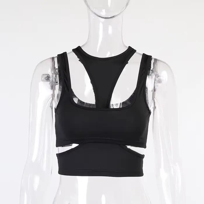 Y2k Sexy blanc découpé femmes T-Shirt sans manches mince T-Shirt femme vêtements 2023 été mode haut 
