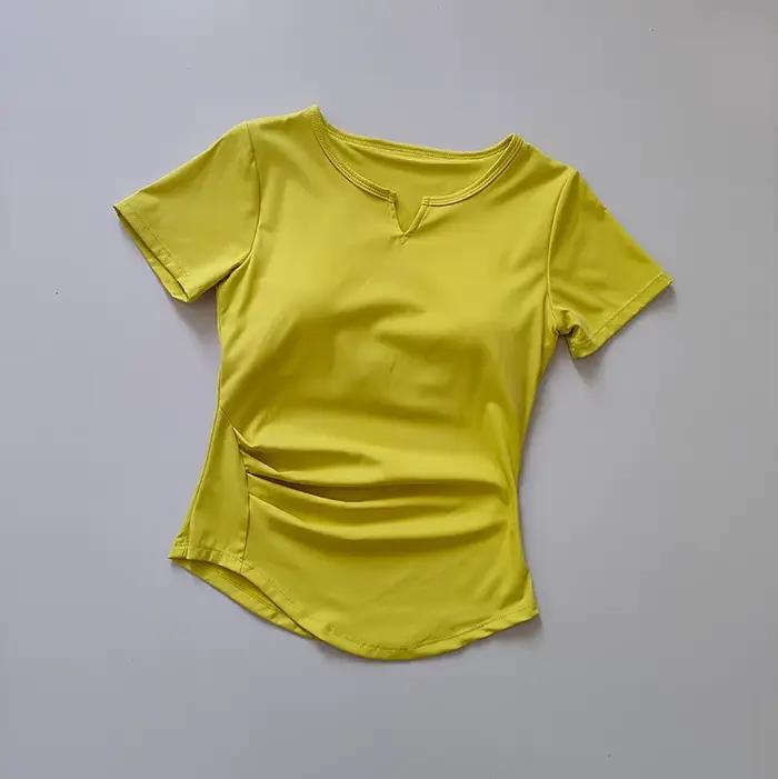 Chemises de sport pour femmes, T-shirt de Yoga à manches courtes, rembourré, serré, d'entraînement, 