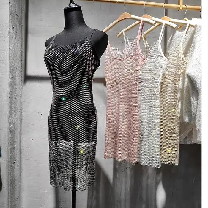 Bunduextrêmes-Robe Mi-Longue Sexy et Slim pour Femme, Diamant Brcorporelle, Clip, Sac de Tempérament