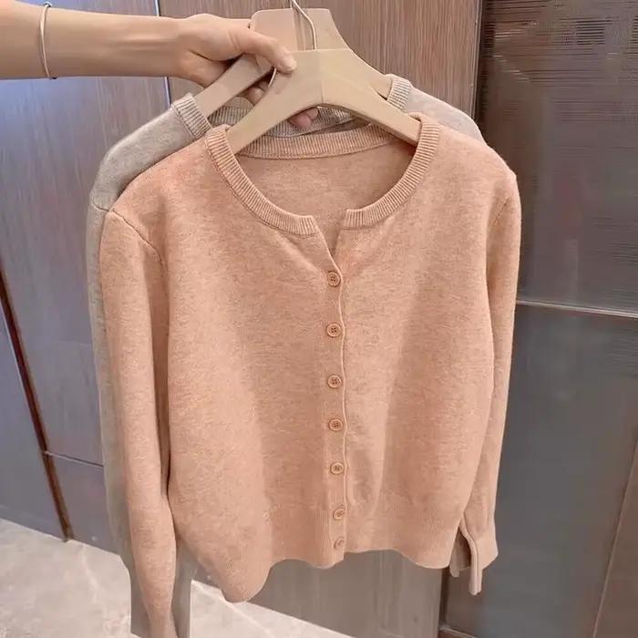 Nouvelle Collection 2026 – Pull court en cachemire tricoté molletonné pour femme, col rond, chaud, s