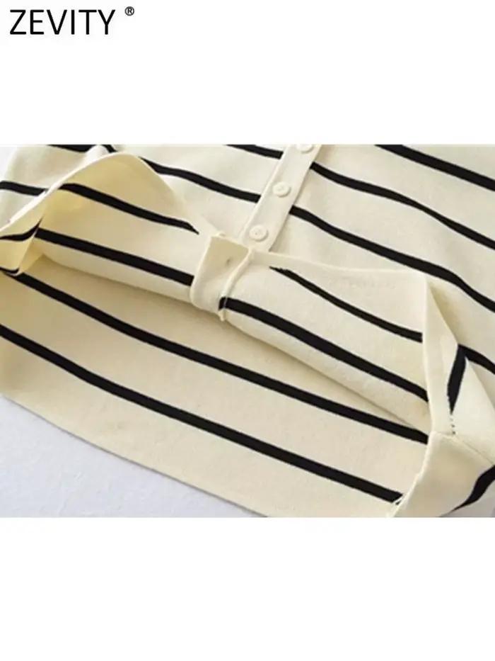 Zevity-Cardigan à simple boutonnage pour femme, col en V, motif rayé en fibre, glaçure chic, nouvell