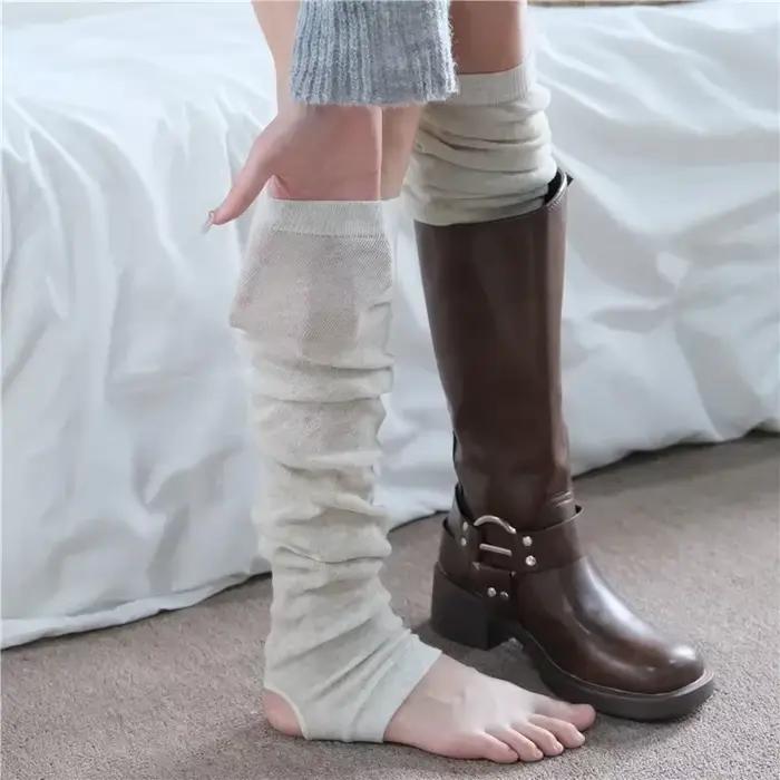 Chaussettes de pied de chambre fuchsia de nuit pour femmes, tuyau d'automne gris, jambières de balle