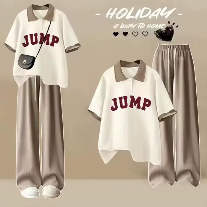Polo ample japonais à manches courtes, T-shirt tendance, doux et mignon, imprimé de dessin animé, ét