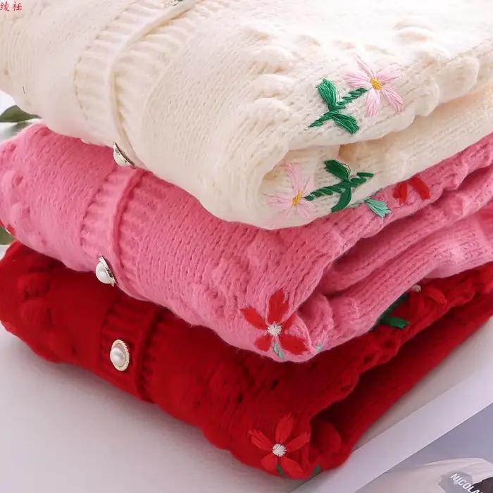Pull Brodé Épais et Chaud en Tricot pour Femme, Cardigan en Y, Nouveau Design, Printemps-Automne