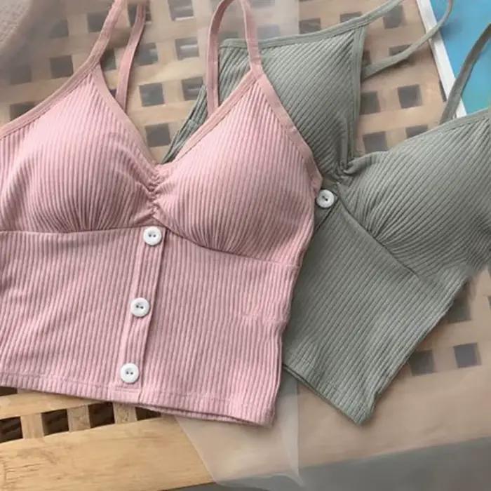 Femmes tricoté débardeur sangle gilet femme tricot haut court poitrine enveloppement pur sous-vêteme