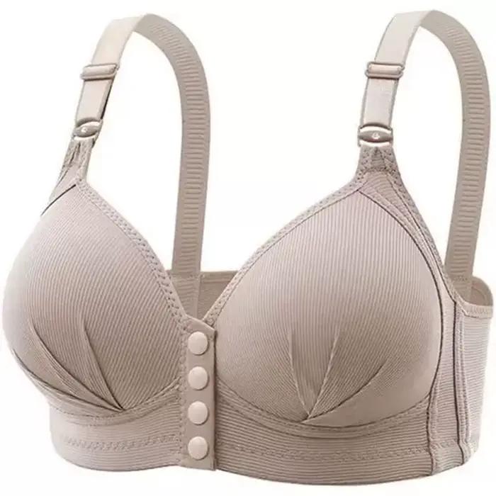 Soutien-gorge d'allaitement grande taille à boucle avant sans armatures, bonnets fins à côtés froncé