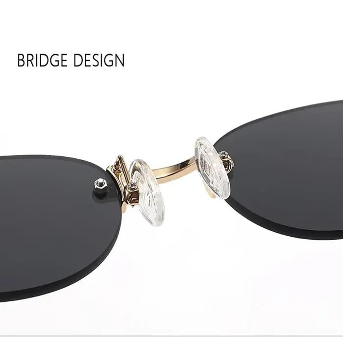 Lunettes de soleil ovales sans cadre, nouvelles lunettes de soleil rétro, tendance, Style Concave, H