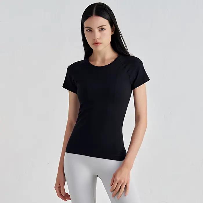SOISOU femmes haut sans couture sec rapide respirant gymnase Yoga à manches courtes t-shirts Fitness
