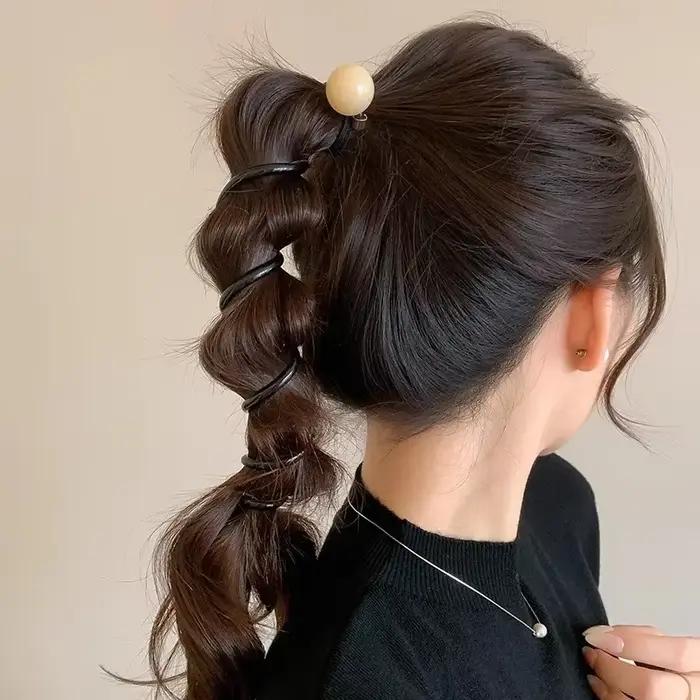Vintage boule coeur droit élastique bandeau pour femmes filles Ponytial support cheveux cravate Scru