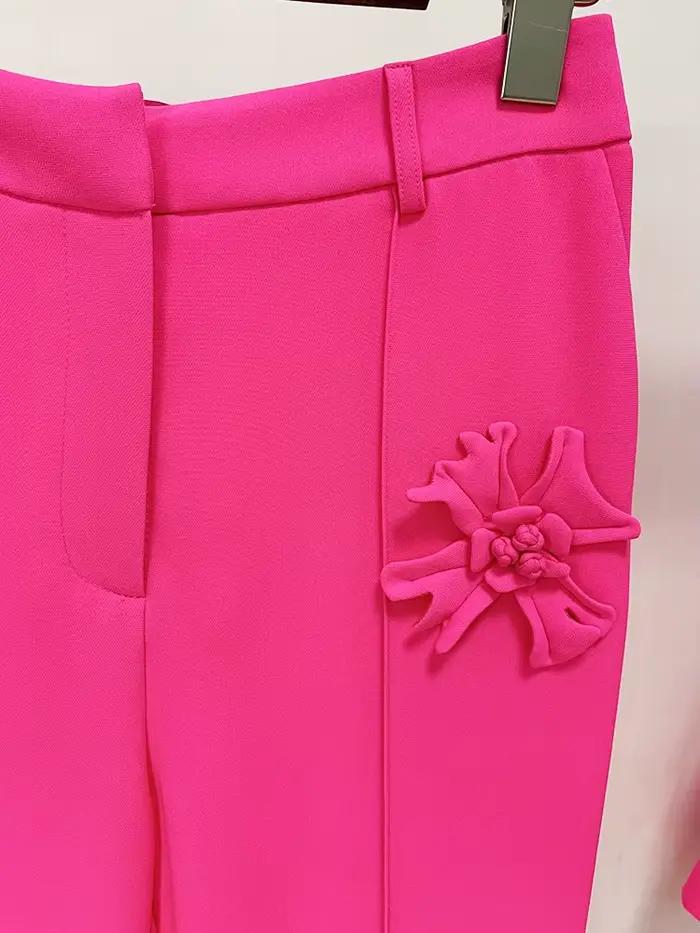 HIGH STREET Nouveauté 2026 Pantalon de mode de créateur pour femme avec applications florales