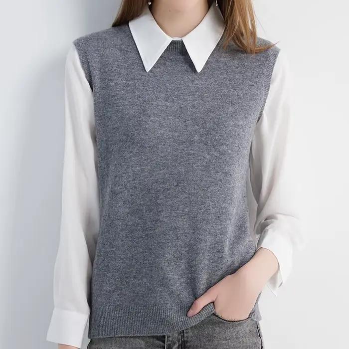 Pull femme gilet tricots pulls 100% laine chandails printemps automne Vintage tricot vêtements hauts