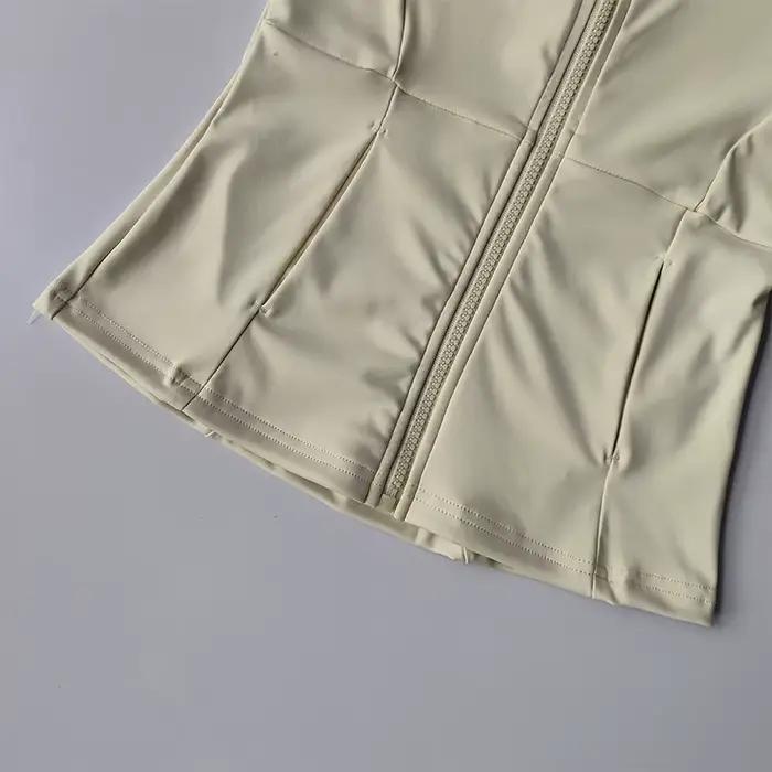 Veste de sport pour femmes, fermeture éclair, Fitness, Yoga, chemise d'entraînement, manteaux de cou
