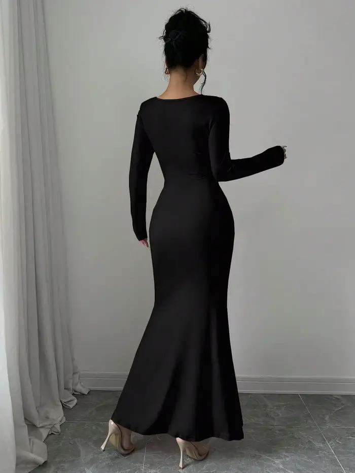 Robe quatre saisons pour femmes, nouveau Style, tempérament élégant, rétro, couleur unie, col carré,