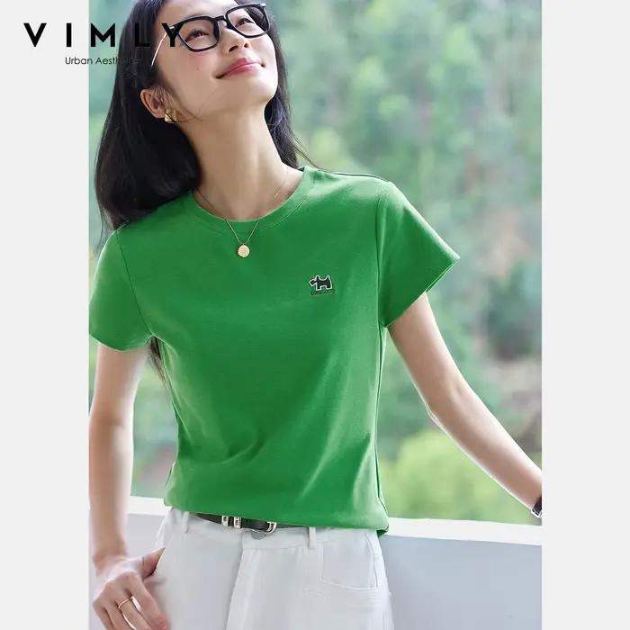 T-shirt minimaliste à manches courtes pour femme VIMLY, nouvelle collection été 2026, col rond, moti