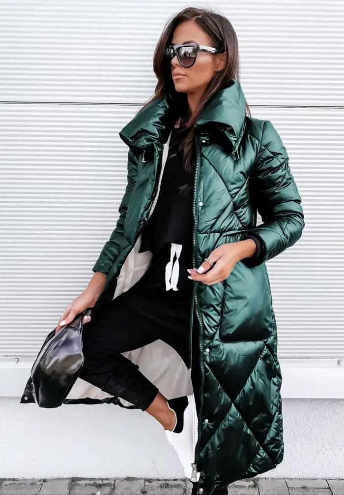 Parkas brillants vêtements d'extérieur femmes à manches longues revers Long hiver garder au chaud Pa