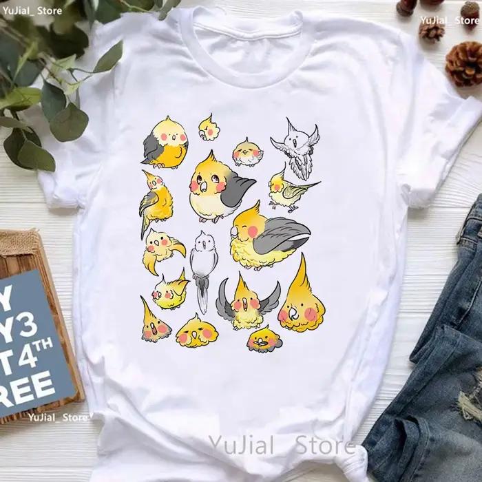 T-shirt imprimé pour femme, cool, calopsitte, perroquet, art, ciel étoilé, drôle, mode estivale, est