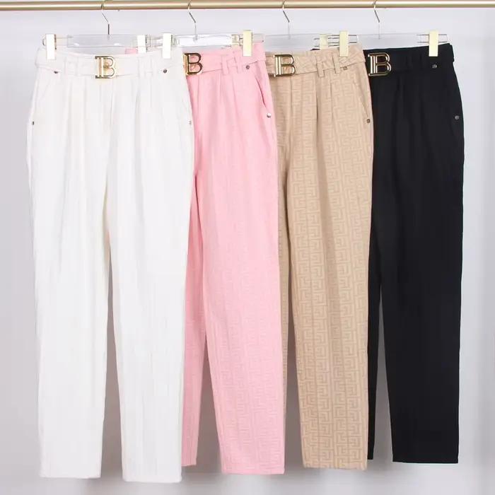 S-3XL printemps et automne nouveau tissu Jacquard de haute qualité avancé tout-assorti pantalon déco