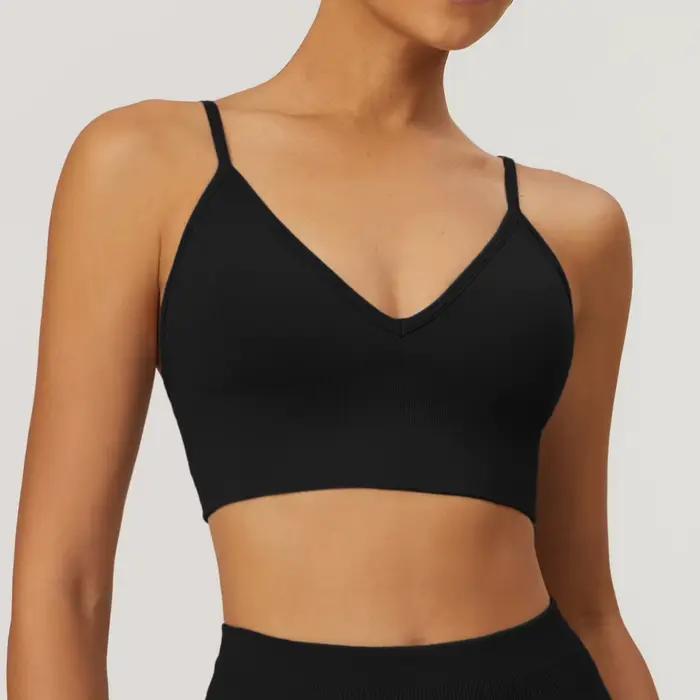 HBC-Soutien-gorge de sport sans couture pour femme, brassière de yoga, fitness, avec bretelles régla