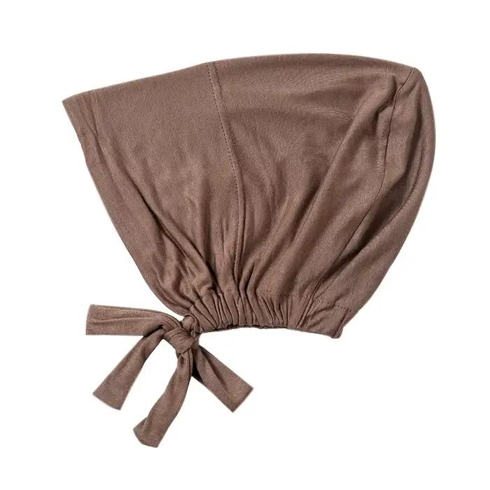 Femmes musulmanes intérieur Hijab casquettes chapeau extensible Turban réglable Bonnet cravate dos J