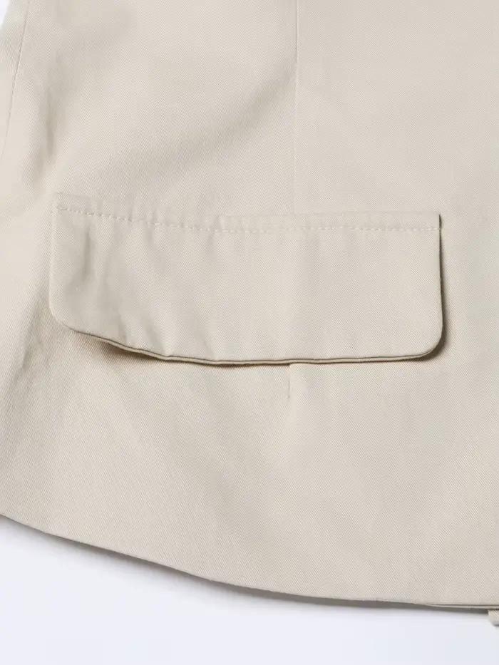TWOTWurea YLE-Veste à Simple Boutonnage pour Femme, Patchwork Solide, Col Slash, Manches Courtes, Ma