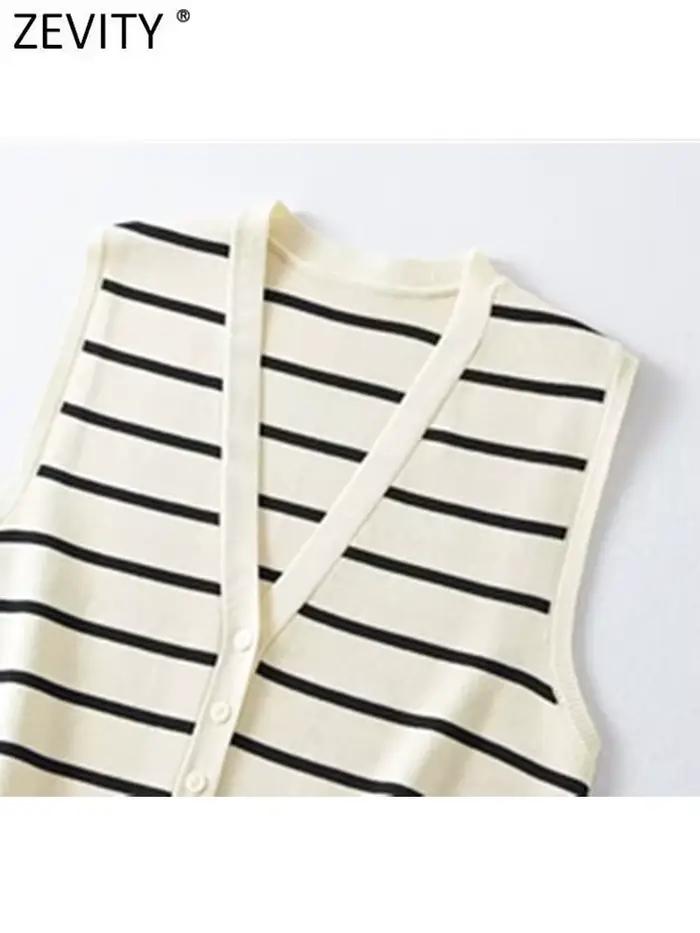 Zevity-Cardigan à simple boutonnage pour femme, col en V, motif rayé en fibre, glaçure chic, nouvell