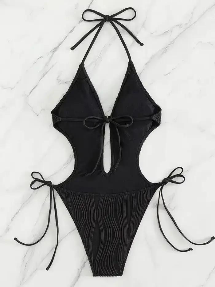 Maillot de bain une pièce pour femmes, sexy, col en v déformé, monokini, échancré, tenue de plage