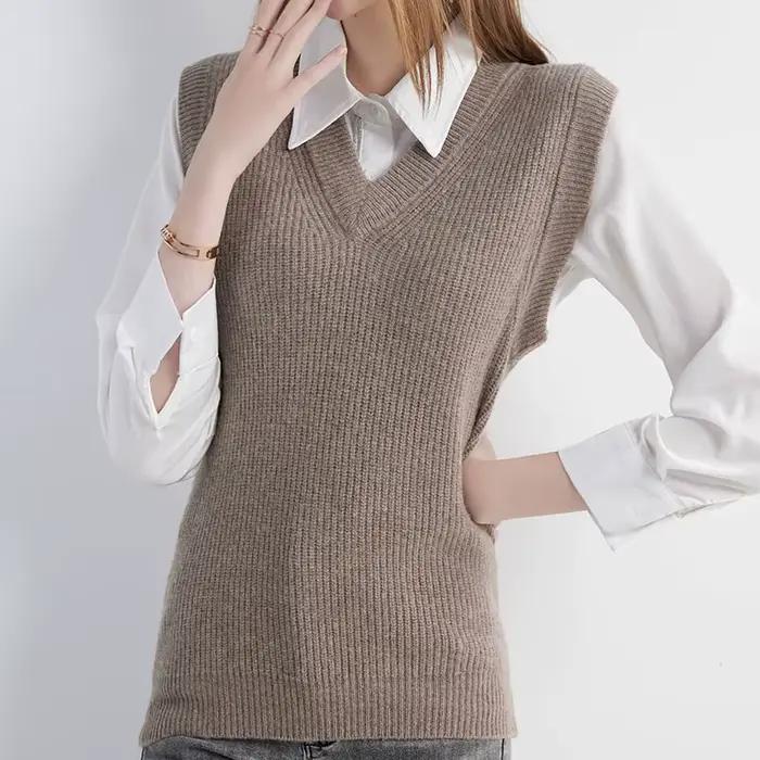 Pull femme gilet tricots pulls 100% laine chandails printemps automne Vintage tricot vêtements hauts