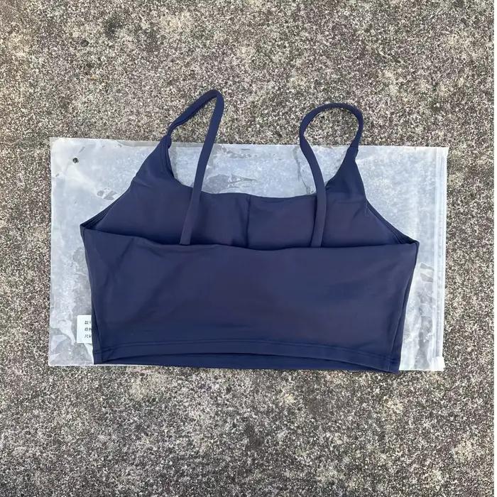 Soutien-gorge de Sport serré de couleur unie pour femmes, bretelles Spaghetti, soutien-gorge de Yoga