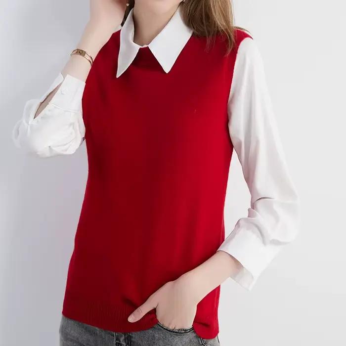 Pull femme gilet tricots pulls 100% laine chandails printemps automne Vintage tricot vêtements hauts