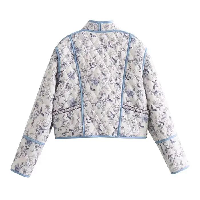 Manteau en coton violet à motifs floraux vintage pour femme, collection automne-hiver 2026, veste dé
