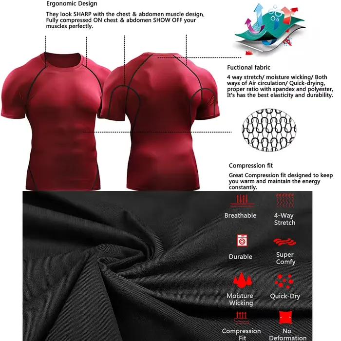 2025 Compression T-shirt hommes vêtements de Sport d'été course T-shirt élastique séchage rapide Spo