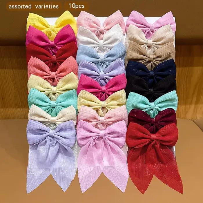 10 couleurs de pinces à cheveux à nœud aléatoires adaptées à un usage quotidien comme accessoires po