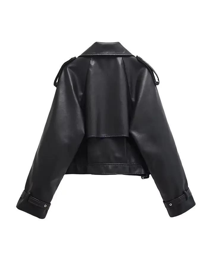 BBWM Faux cuir Bomber vestes pour femme veste mode recadrée femme Streetwear vêtements d'extérieur à
