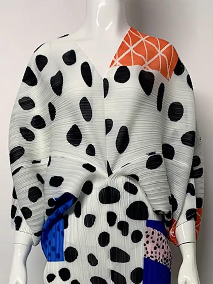 Robe plissée à manches chauve-souris à col en V pour femmes, robes mi-longues à boutonnage simple, v
