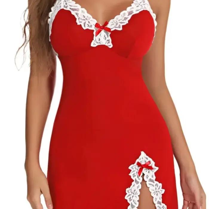 Pyjama Sexy en dentelle pour femmes, nuit d'été, col en v, sous-vêtements de poupée entièrement anti