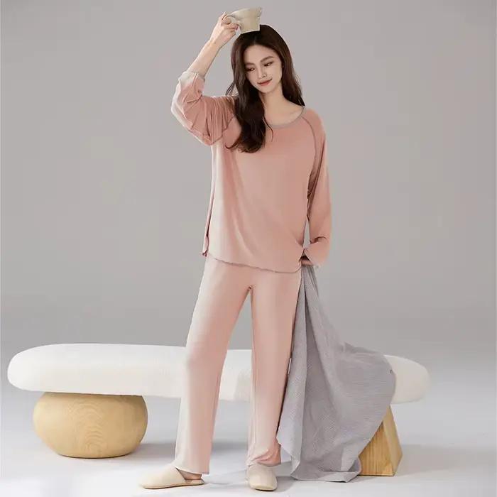 Pijama Mujer Invierno soutien-gorge Pad salon vêtements de nuit nouveau à manches longues pantalons 