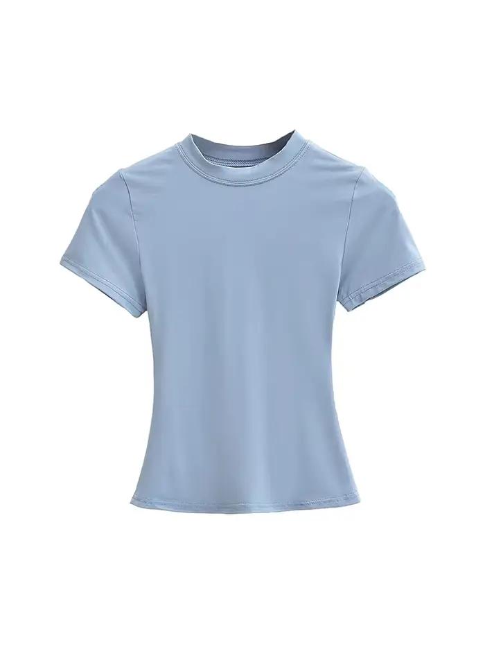 T-shirt manches courtes pour femmes, décontracté, de haute qualité, Sexy, Slim, tendance, couleur un