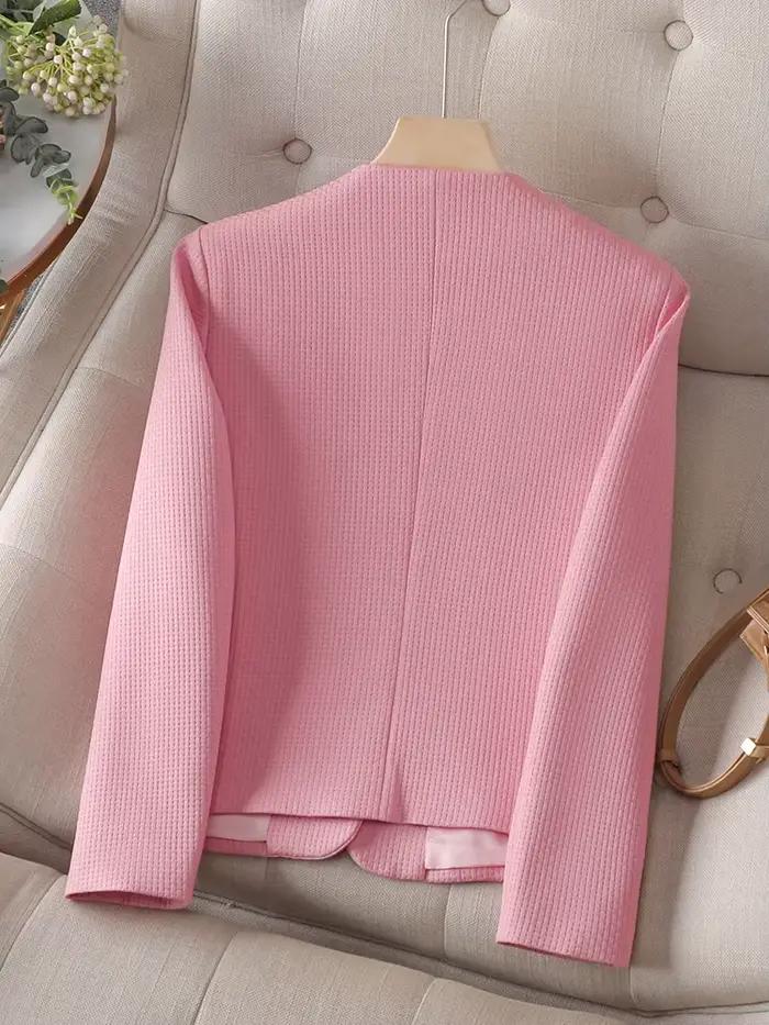 Blazer Slim à Manches sulfet Col Rond pour Femme, Veste Décontractée, Noir, Rose, Beige, Manteau d'A
