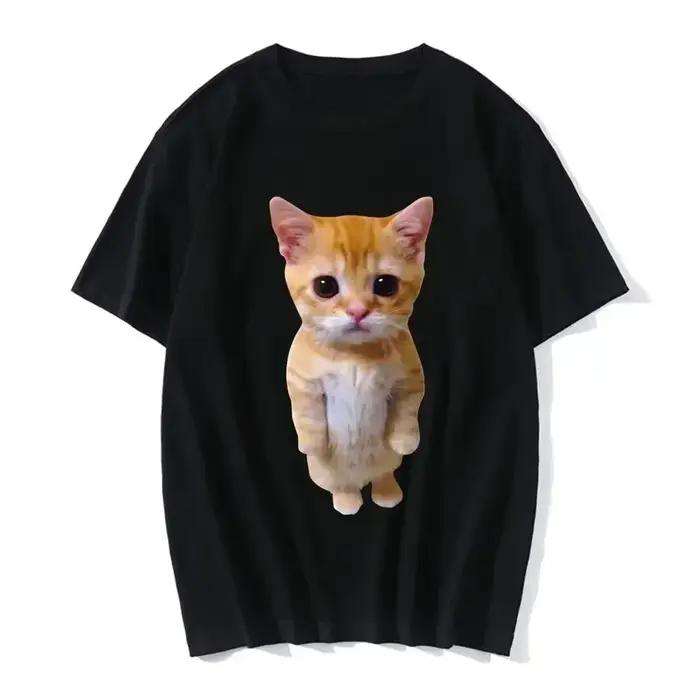 T-shirt imprimé chat 3D drôle pour femmes et hommes, vêtements de mode décontractés, chemises Haraju