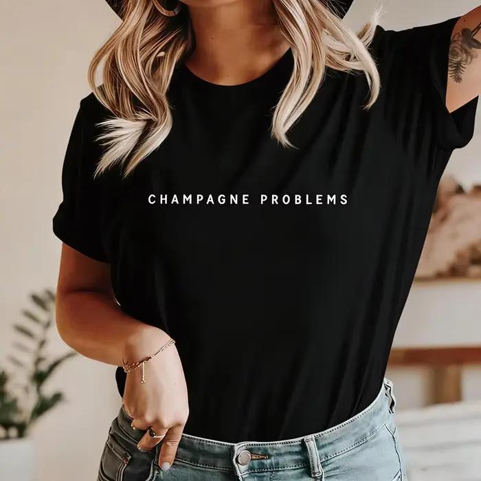 T-Shirt Manches Courtes pour Femme, Vêtement Vintage, Graphique, Musique, Champagne Ferrand, Harajuk
