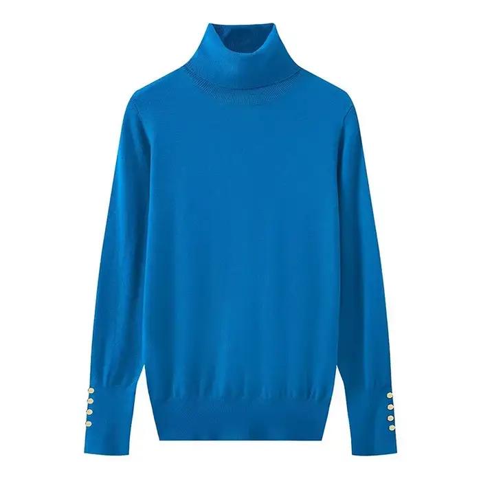 YENKYE automne femmes à manches longues basique col roulé tricot pull pull décontracté tricots