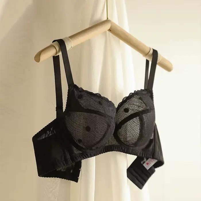 Soutien-gorge élégant grande taille pour femmes, Anti-affaissement, grande taille, sans doublure, minimiseur, dentelle à pois, sous-vêtements, nouvelle collection automne