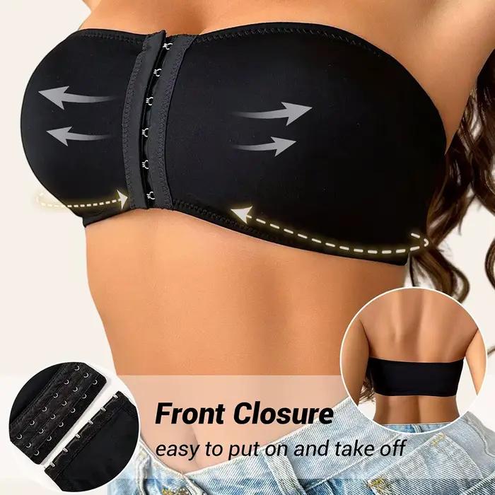 Dámská push-up bandeau podprsenka bez ramínek s předním zapínáním