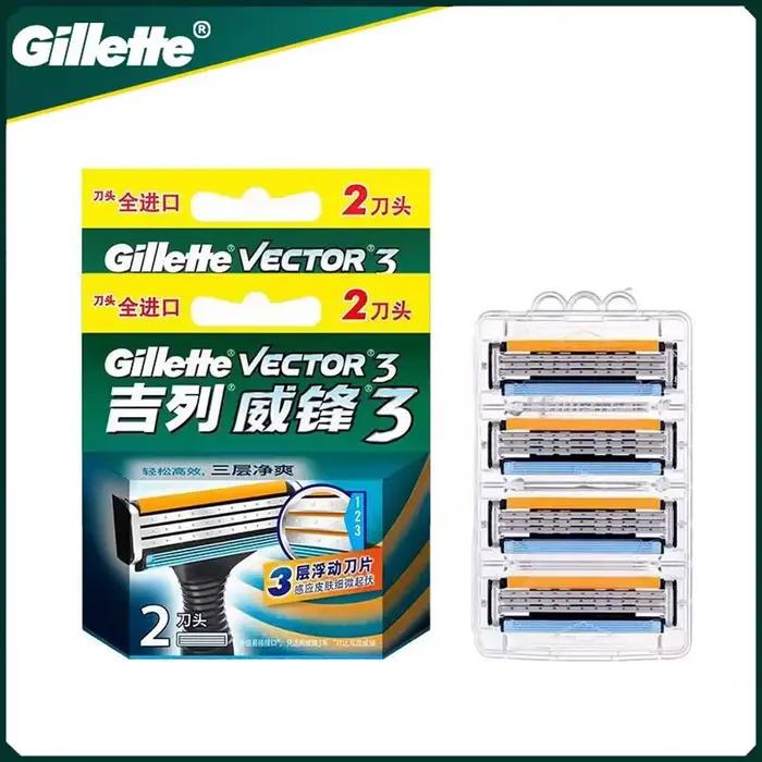 Gillette Vector 3-Rasoir à 3 Couches pour Homme, Sécurité, Corps, Visage, Épilation, Lame, Tranchante, Têtes de Rechange, Cadeau, 8/12 Pièces