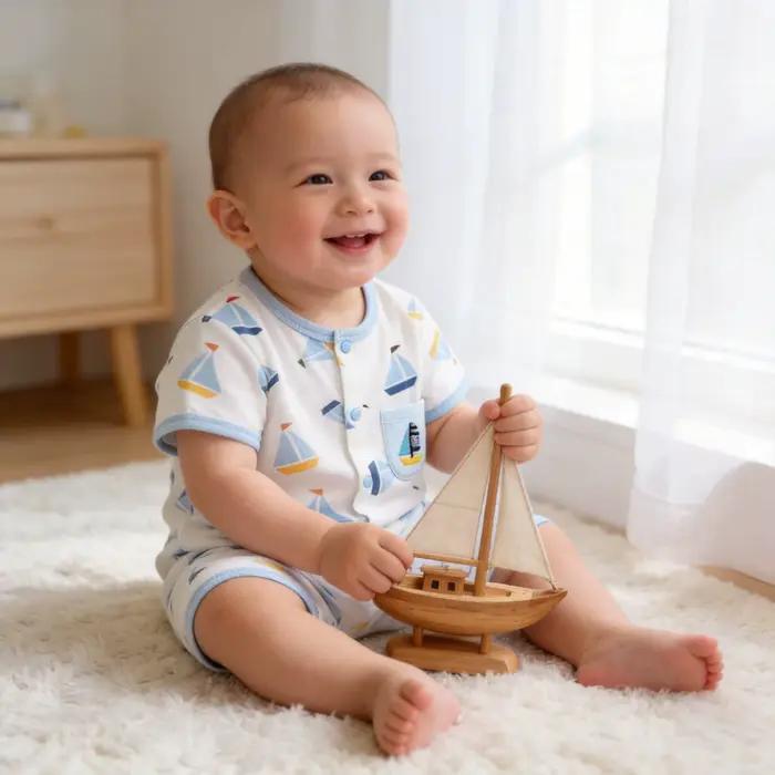Combinaison pour bébé garçon de 0 à 1 an, vêtements fins en coton pur pour climatisation, vêtements d'été à manches courtes pour nouveau-né