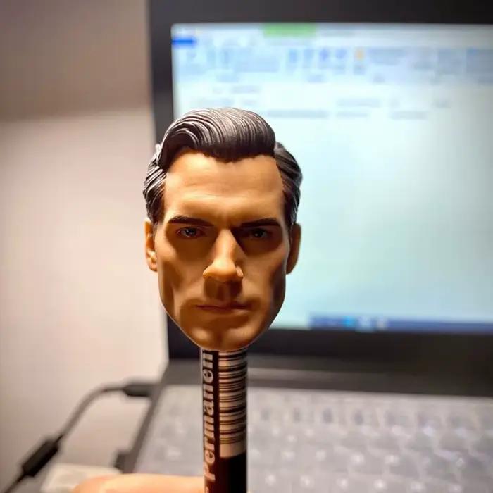 Tête de Super héros Henry Cavill sculptée en PVC, modèle de sculpture de tête de soldat masculin adapté aux poupées corporelles de figurine d'action de 12 pouces, 1/6