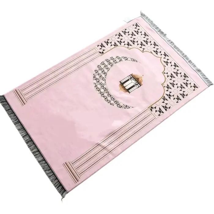 Tapis de prière islamique à motifs floraux, tapis de culte musulman facile à nettoyer, pliable, doux pour la peau et résistant à l'usure, couverture à genoux