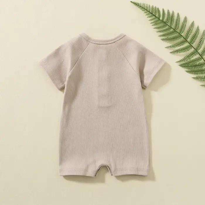 Barboteuse pour bébé garçon, vêtements d'été, pyjama fin pour bébé, combinaison à manches courtes, vêtements côtelés, tricot, tenues extensibles pour filles