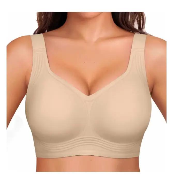 Soutien-gorge sans couture pour femme, couvrant entièrement la poitrine, confortable, avec rembourrage amovible, effet push-up, pour grandes poitrines, effet minimisant, correcteur de posture, sous-vê